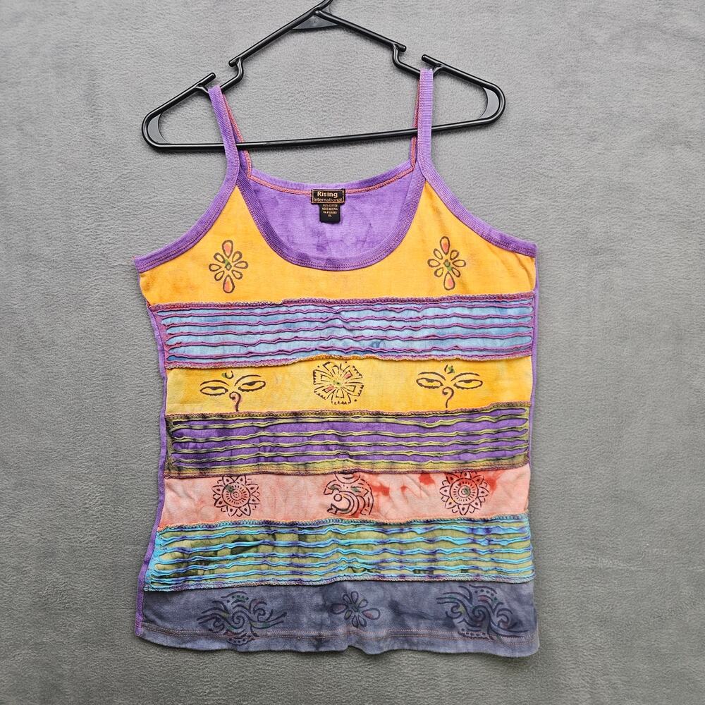 Rising International Patchwork Tie Dye Tank Top Boho Hippie Indie XL